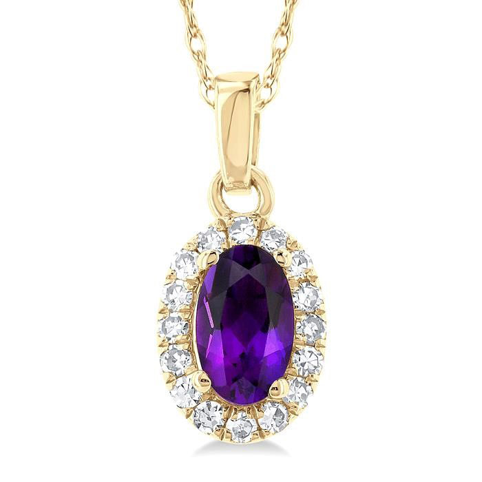 Tempest Oval Shape Gemstone & Halo Diamond Pendant