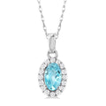 Blossom Oval Shape Gemstone & Halo Diamond Pendant