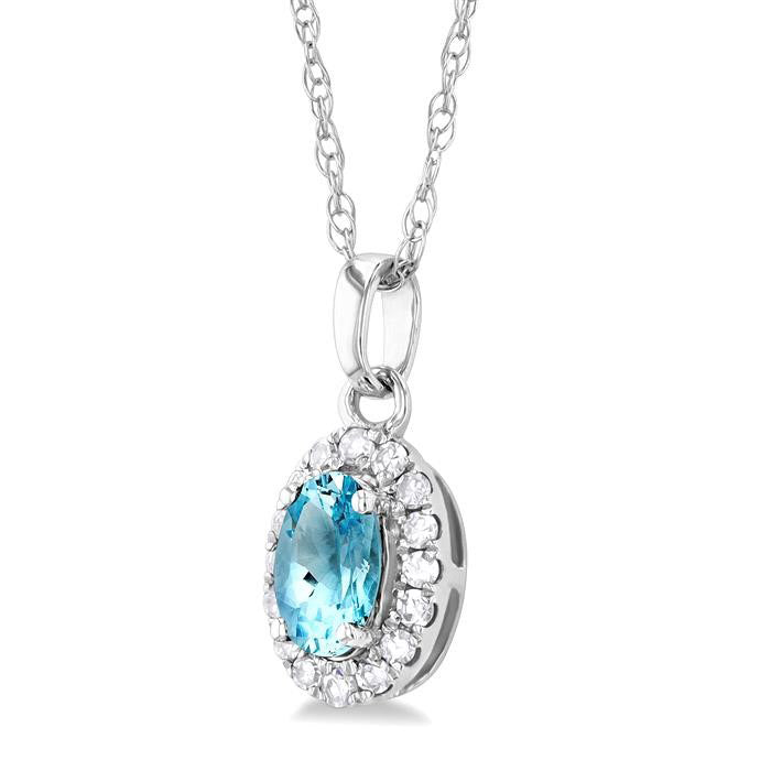 Blossom Oval Shape Gemstone & Halo Diamond Pendant