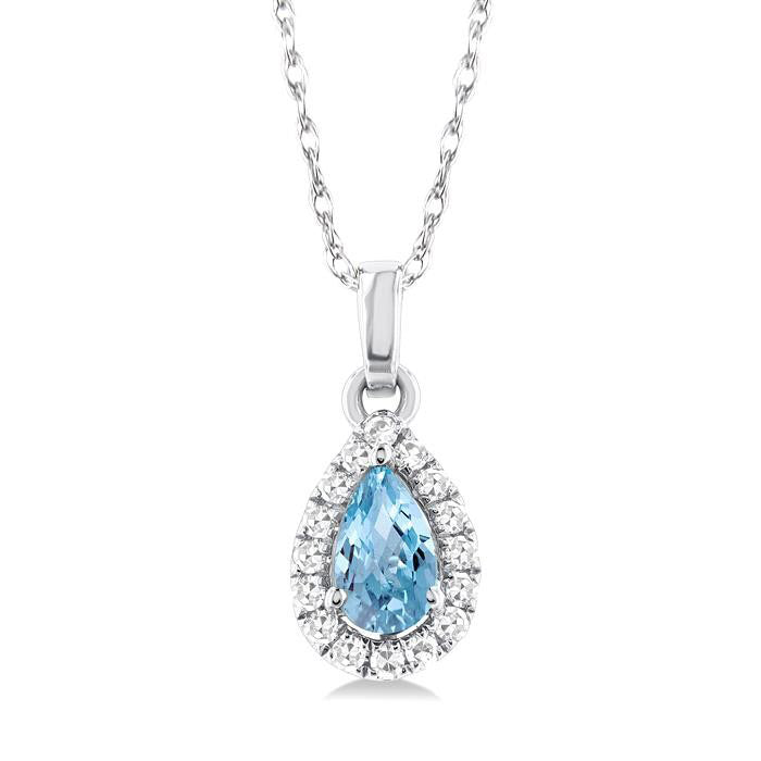 Tempest Pear Shape Gemstone & Halo Diamond Pendant