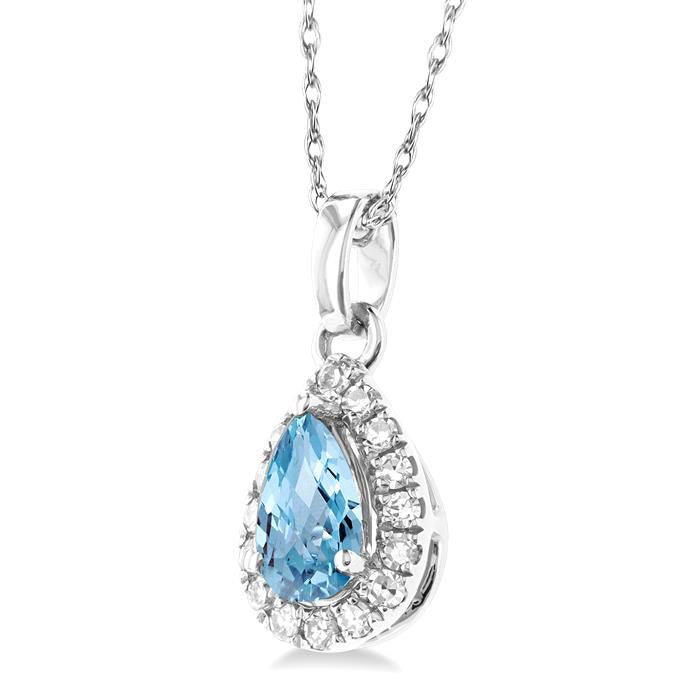 Tempest Pear Shape Gemstone & Halo Diamond Pendant