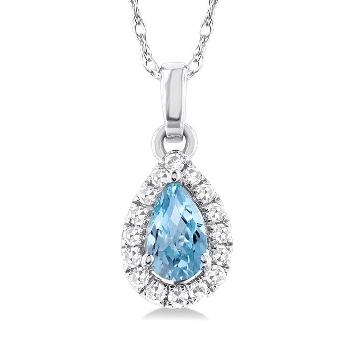 Tempest Pear Shape Gemstone & Halo Diamond Pendant