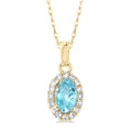 Halcyon Oval Shape Gemstone & Halo Diamond Pendant