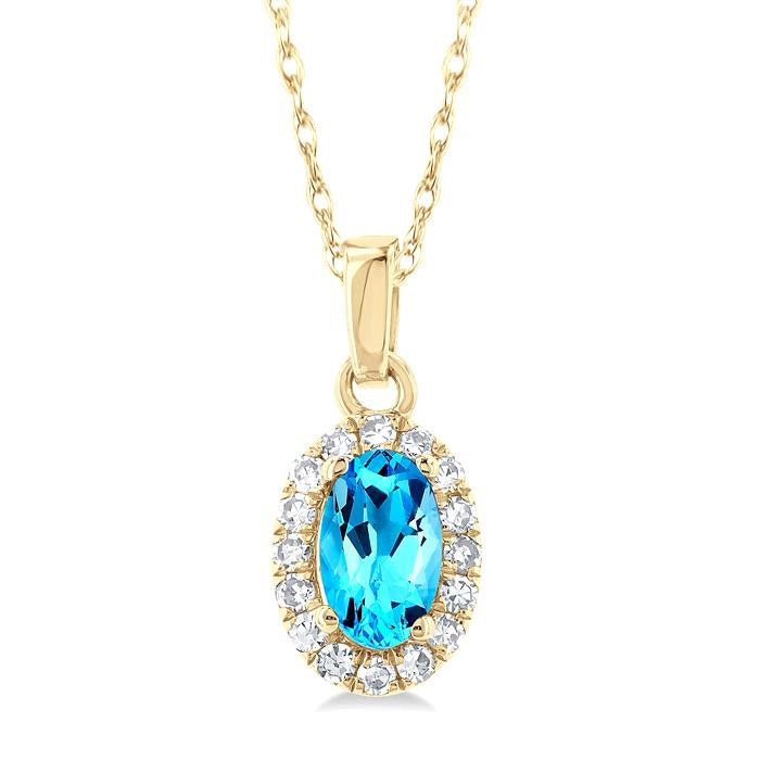 Clover Oval Shape Gemstone & Halo Diamond Pendant