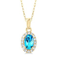 Clover Oval Shape Gemstone & Halo Diamond Pendant