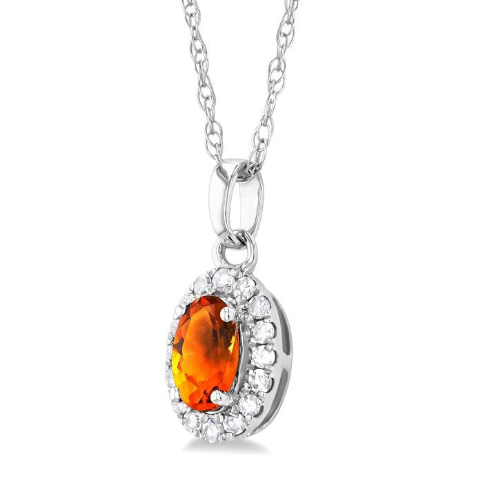 Nimbus Oval Shape Gemstone & Halo Diamond Pendant