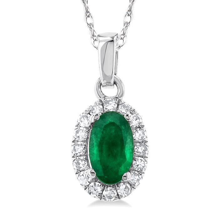 Sable Oval Shape Gemstone & Halo Diamond Pendant