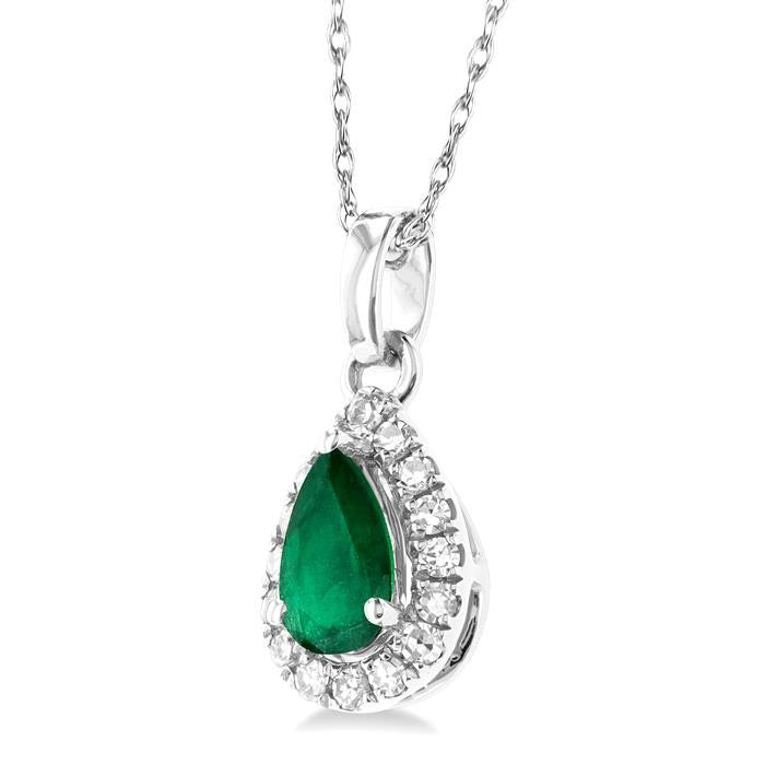 Echo Pear Shape Gemstone & Halo Diamond Pendant