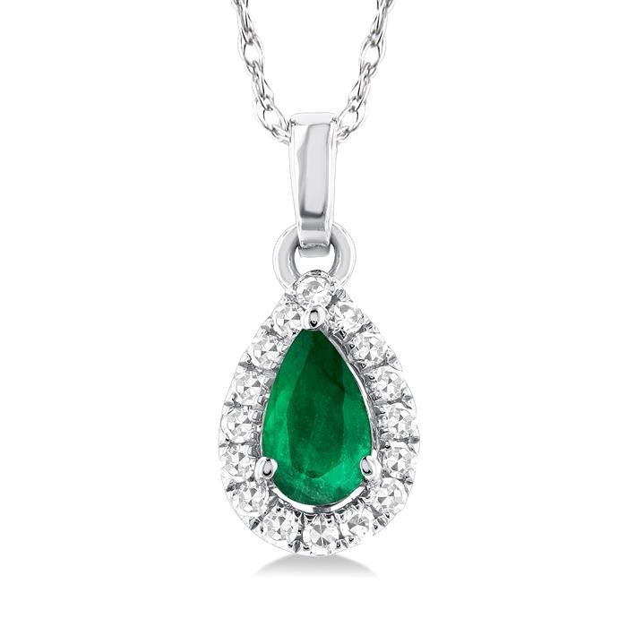 Echo Pear Shape Gemstone & Halo Diamond Pendant