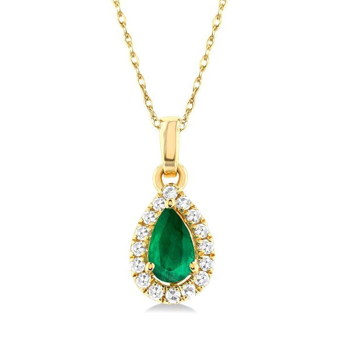 Tempest Pear Shape Gemstone & Halo Diamond Pendant