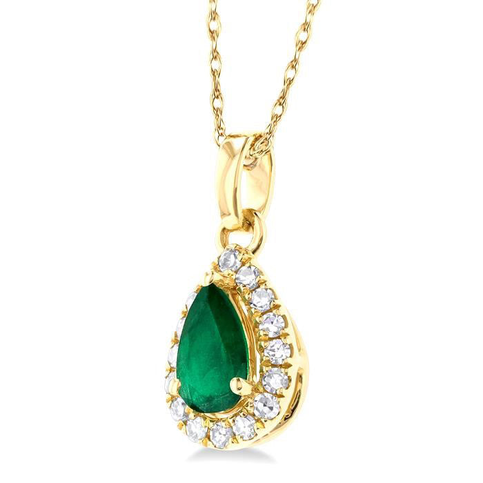 Tempest Pear Shape Gemstone & Halo Diamond Pendant