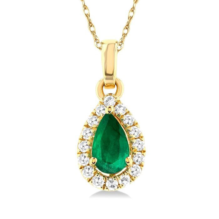 Tempest Pear Shape Gemstone & Halo Diamond Pendant