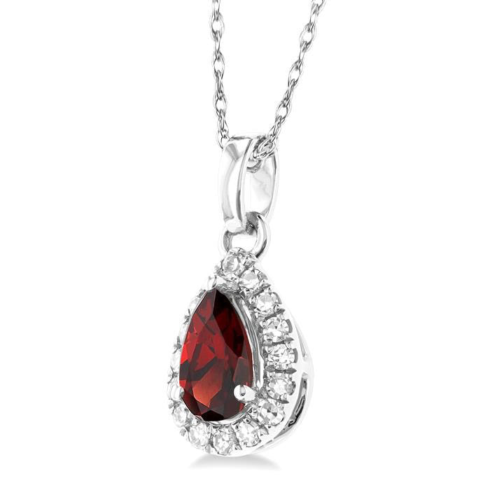 Zephyr Pear Shape Gemstone & Halo Diamond Pendant