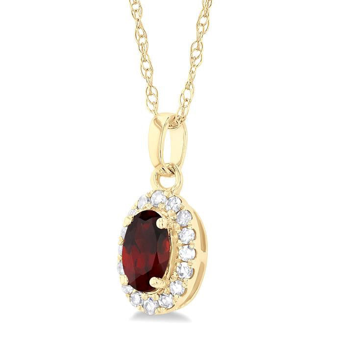 Freya Oval Shape Gemstone & Halo Diamond Pendant
