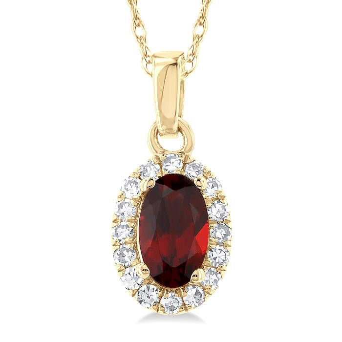 Freya Oval Shape Gemstone & Halo Diamond Pendant