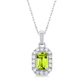 Solstice Emerald Shape Gemstone & Halo Diamond Pendant