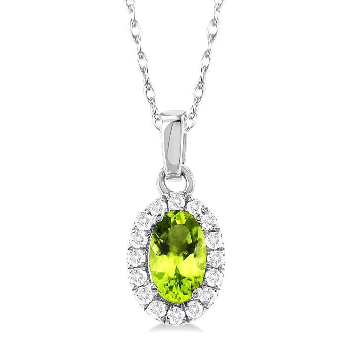 Raven Oval Shape Gemstone & Halo Diamond Pendant