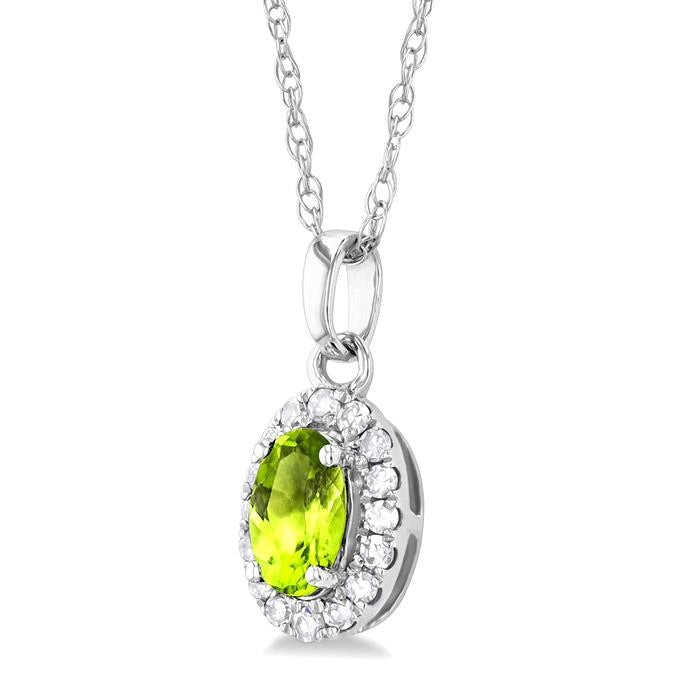 Raven Oval Shape Gemstone & Halo Diamond Pendant