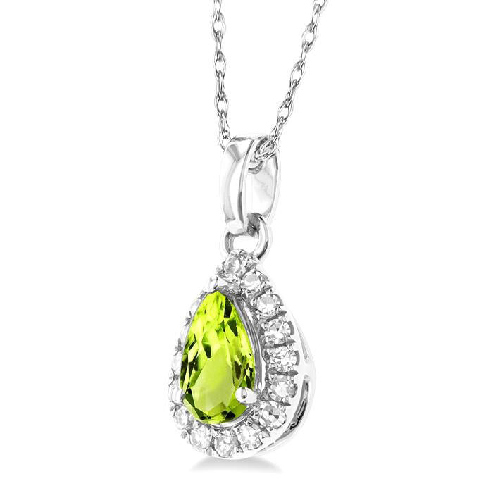 Lyric Pear Shape Gemstone & Halo Diamond Pendant