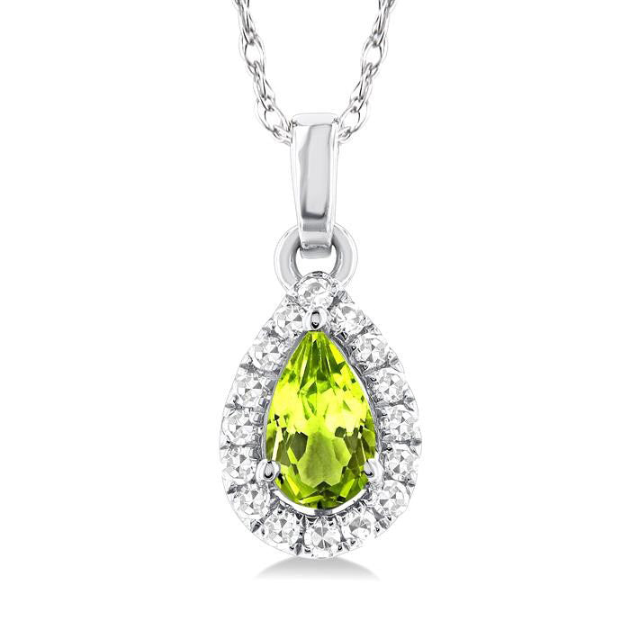 Lyric Pear Shape Gemstone & Halo Diamond Pendant