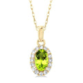 Oval Shape Peridot Gemstone & Halo Diamond Pendant