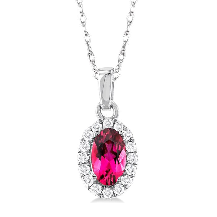 Nova Oval Shape Gemstone & Halo Diamond Pendant
