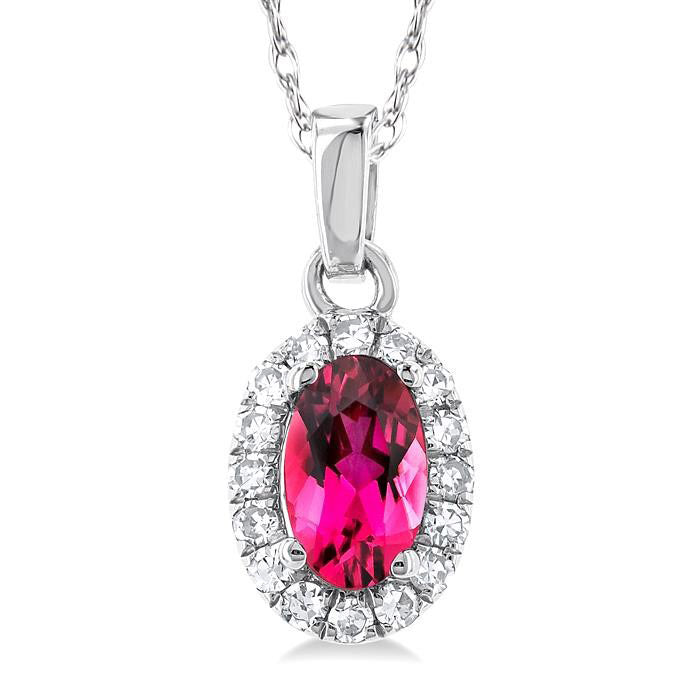 Nova Oval Shape Gemstone & Halo Diamond Pendant