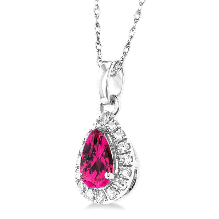 Tempest Pear Shape Gemstone & Halo Diamond Pendant