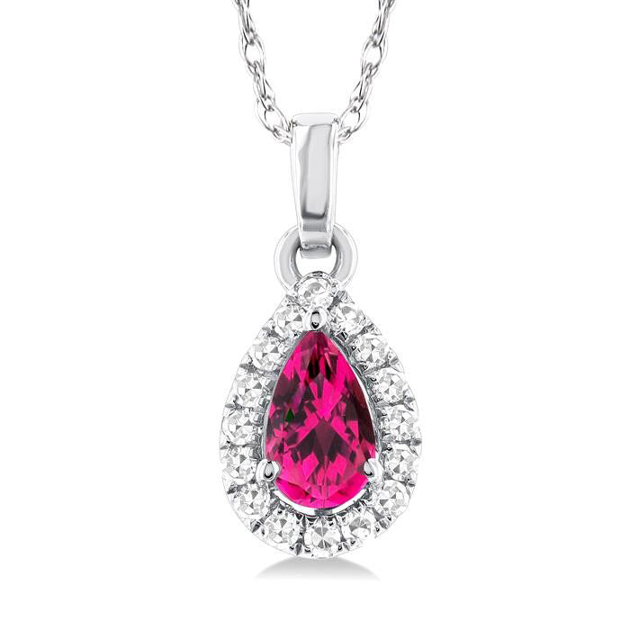Tempest Pear Shape Gemstone & Halo Diamond Pendant
