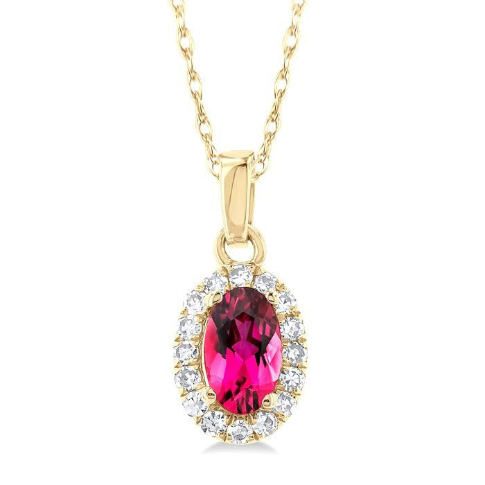 Solstice Oval Shape Gemstone & Halo Diamond Pendant