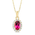 Solstice Oval Shape Gemstone & Halo Diamond Pendant