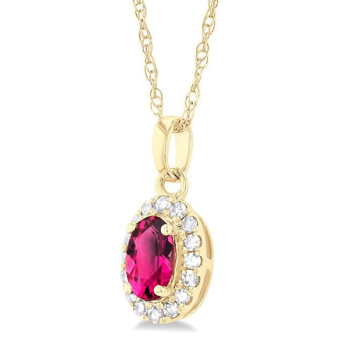 Solstice Oval Shape Gemstone & Halo Diamond Pendant