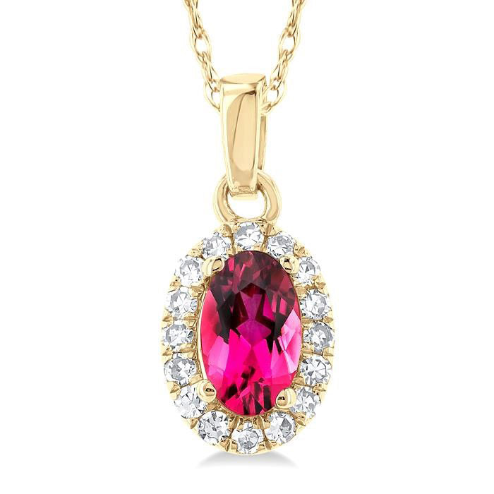 Solstice Oval Shape Gemstone & Halo Diamond Pendant