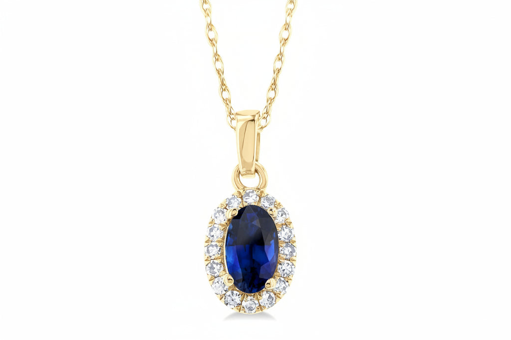 Umber Prairie Oval Shape Gemstone & Halo Diamond Pendant