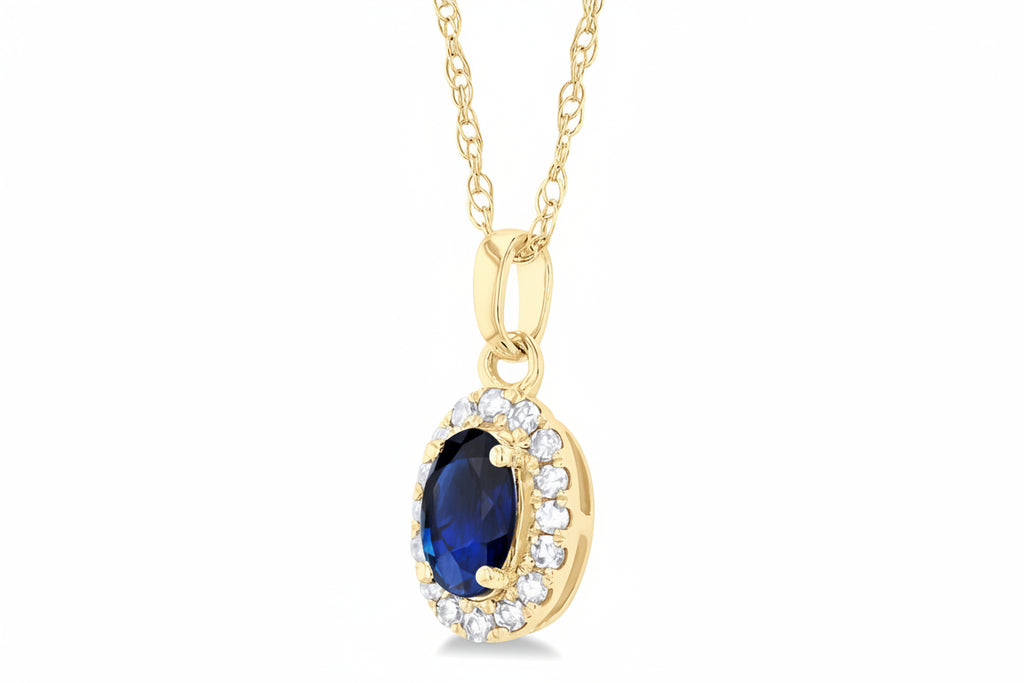Umber Prairie Oval Shape Gemstone & Halo Diamond Pendant