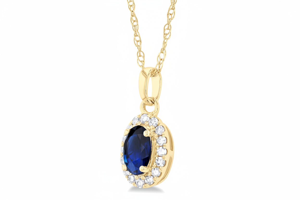 Umber Prairie Oval Shape Gemstone & Halo Diamond Pendant