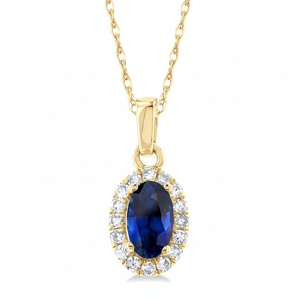 Umber Prairie Oval Shape Gemstone & Halo Diamond Pendant