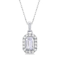 Emerald Shape White Topaz & Diamond Pendant in 10K White Gold