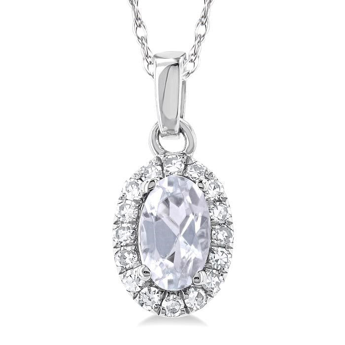 Majesty Oval Shape Gemstone & Halo Diamond Pendant