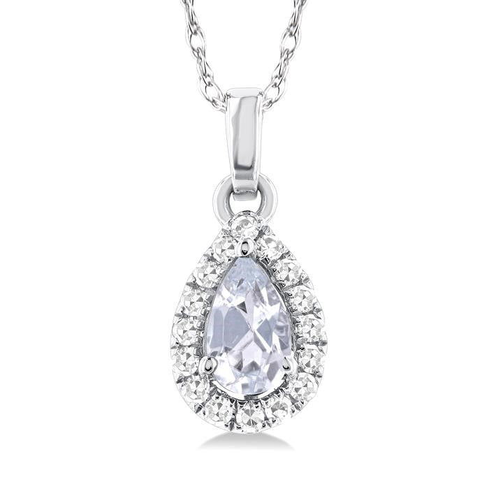 Aster Pear Shape Gemstone & Halo Diamond Pendant