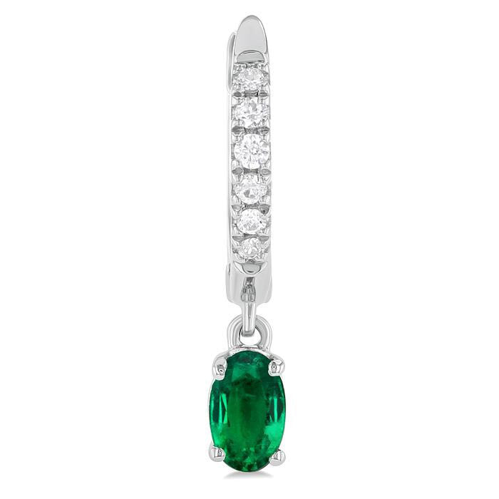 Oval Shape Gemstone & Petite Diamond Huggie Fashion Earrings
