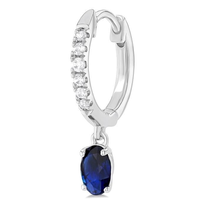 Oval Shape Gemstone & Petite Diamond Huggie Fashion Earrings