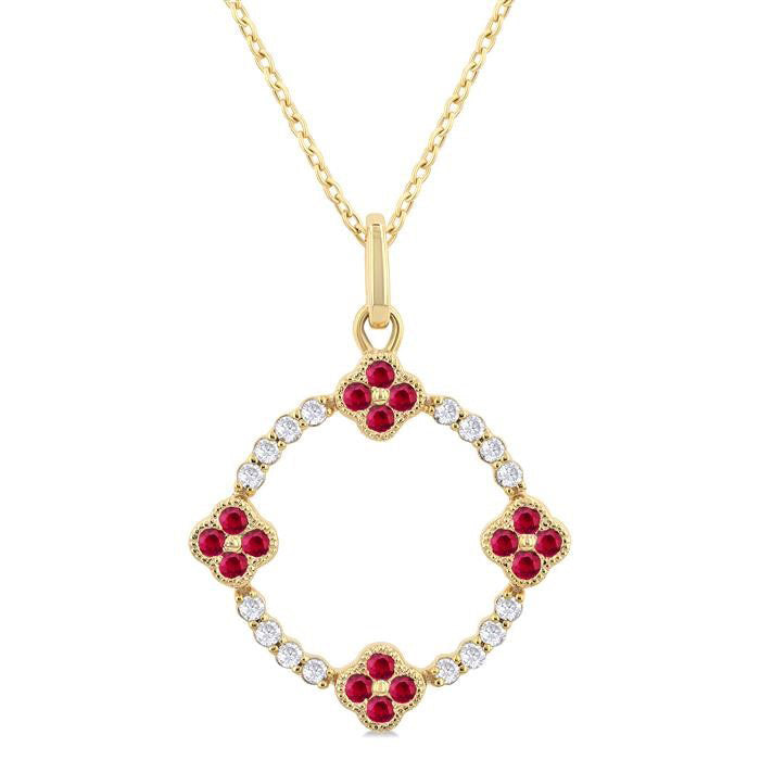 Sonata Clover Circle Gemstone & Diamond Pendant