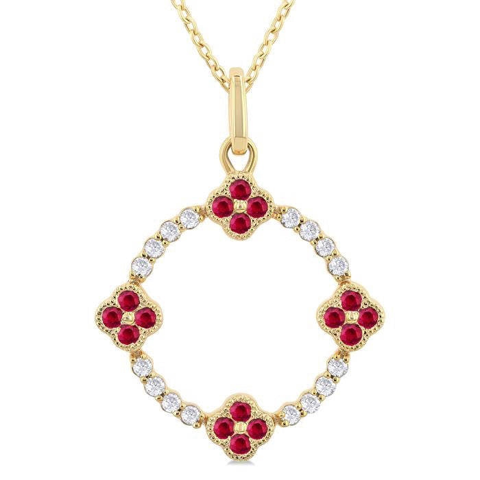 Sonata Clover Circle Gemstone & Diamond Pendant