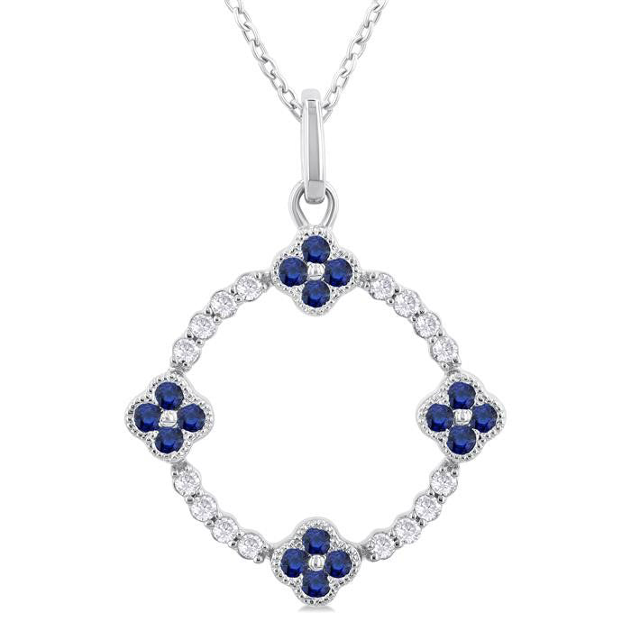 Nimbus Clover Circle Gemstone & Diamond Pendant