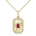 Celestia Emerald Shape Fluted Medallion Gemstone & Diamond Pendant