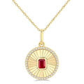 Luna Round Shape Fluted Medallion Gemstone & Diamond Pendant