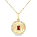 Luna Round Shape Fluted Medallion Gemstone & Diamond Pendant