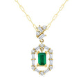 Celestia Emerald Shape Gemstone & Diamond Fashion Pendant