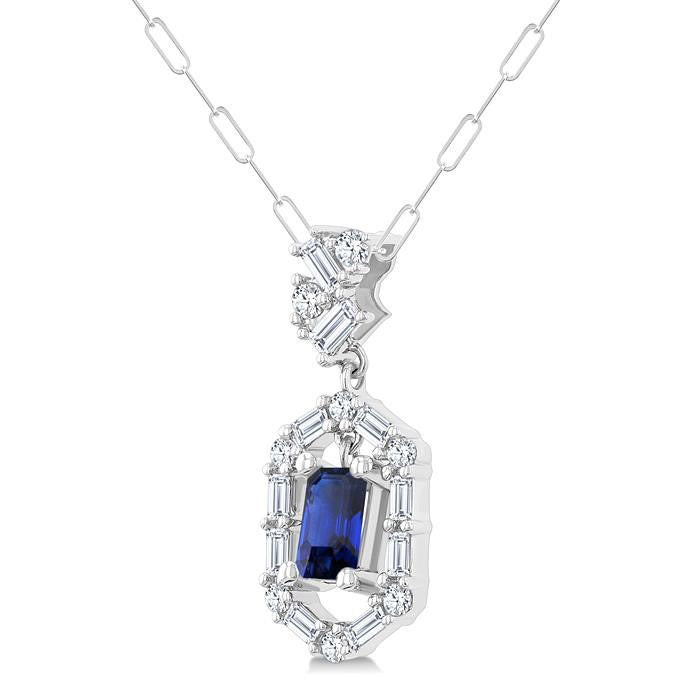 Ember Emerald Shape Gemstone & Diamond Fashion Pendant